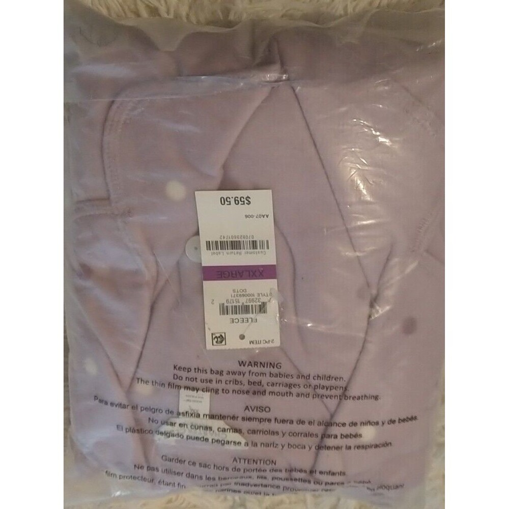 Charter Club Women's Cozy Fleece Pajama Set Purple Dots Size 2XL - Picture 2 of 3